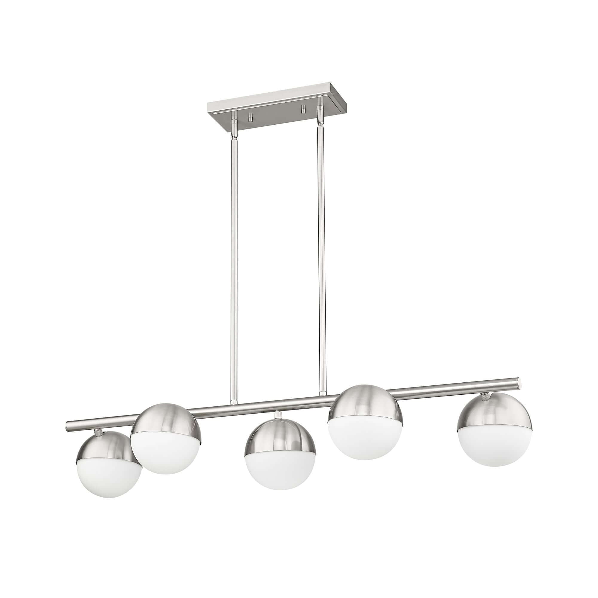Realm Sphere 5 Light Linear Chandelier Brushed Nickel