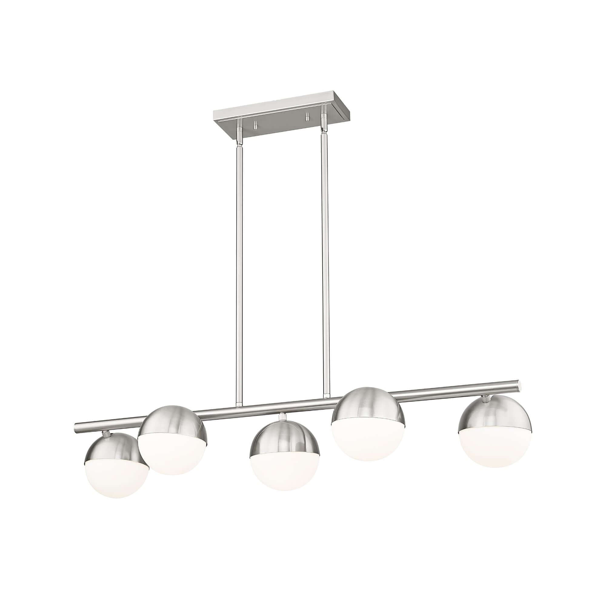 Realm Sphere 5 Light Linear Chandelier Brushed Nickel