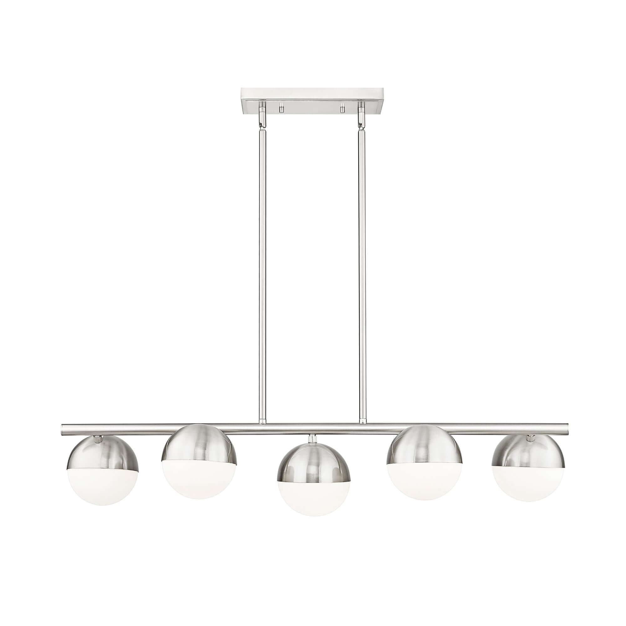 Realm Sphere 5 Light Linear Chandelier Brushed Nickel