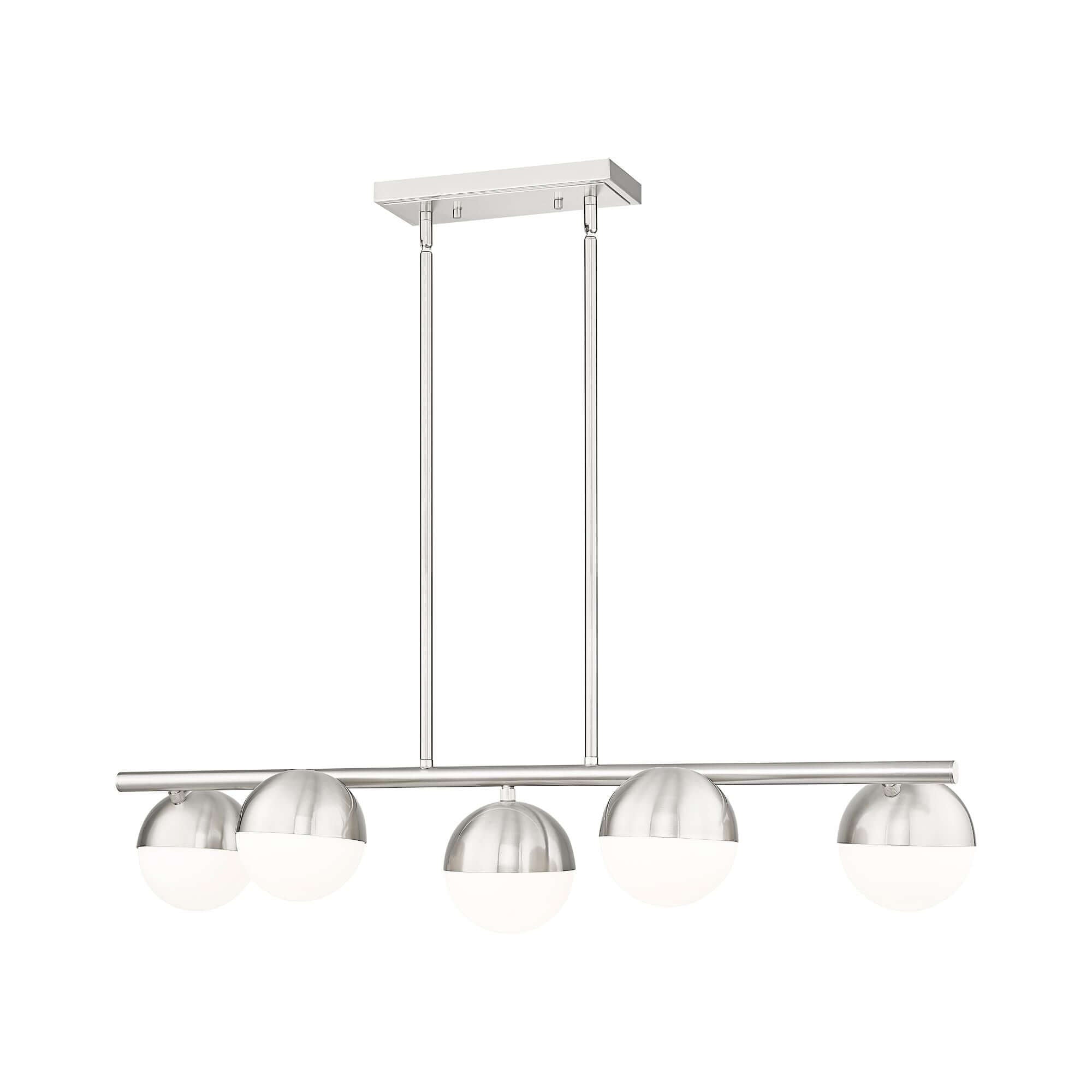 Realm Sphere 5 Light Linear Chandelier Brushed Nickel
