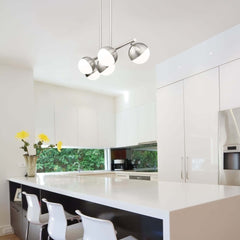 Realm Sphere 5 Light Linear Chandelier Brushed Nickel