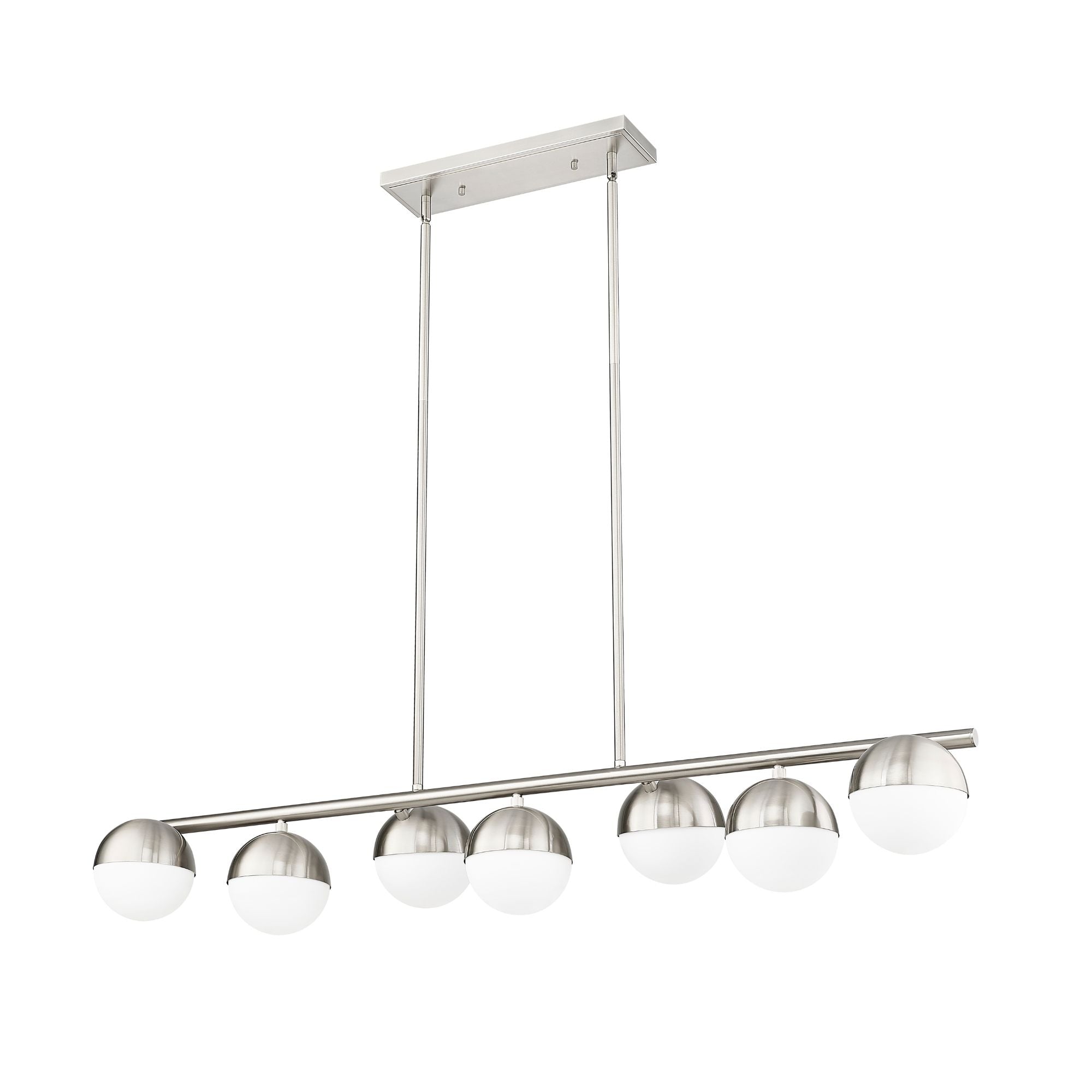 Realm Sphere 7 Light Linear Chandelier Brushed Nickel
