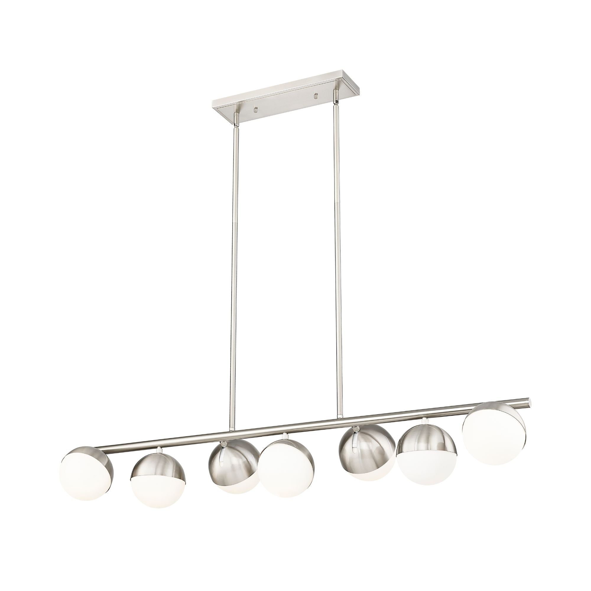 Realm Sphere 7 Light Linear Chandelier Brushed Nickel