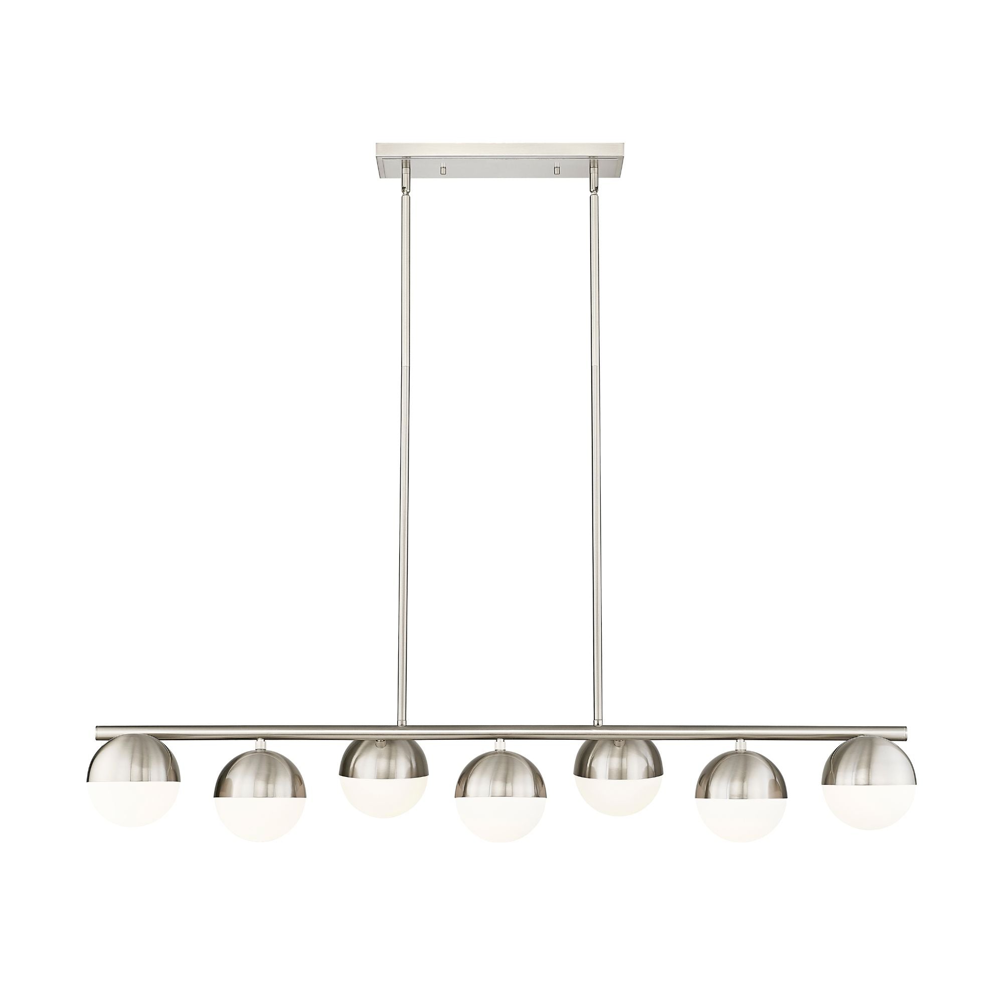 Realm Sphere 7 Light Linear Chandelier Brushed Nickel