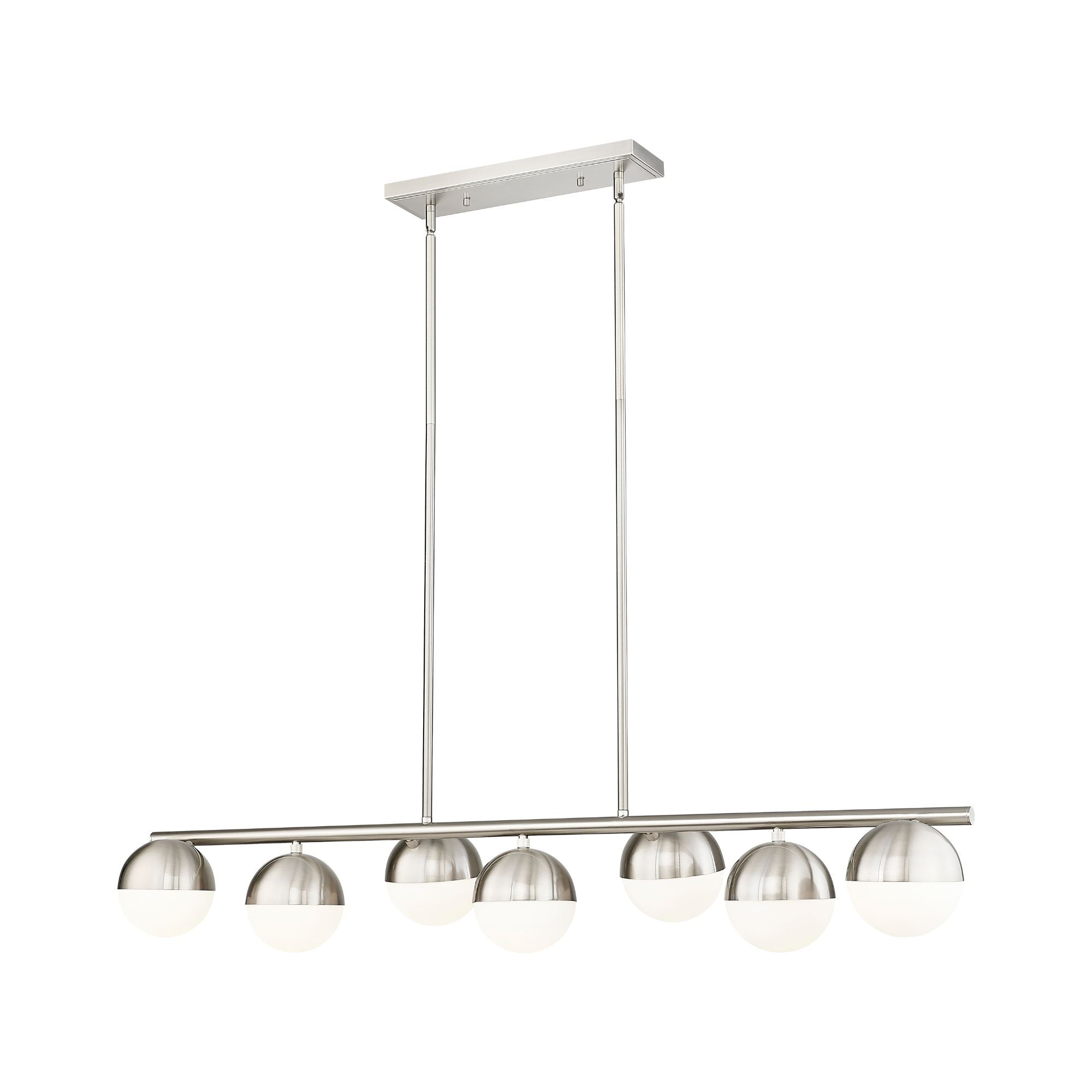 Realm Sphere 7 Light Linear Chandelier Brushed Nickel