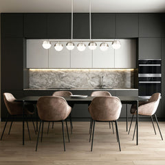 Realm Sphere 7 Light Linear Chandelier Brushed Nickel