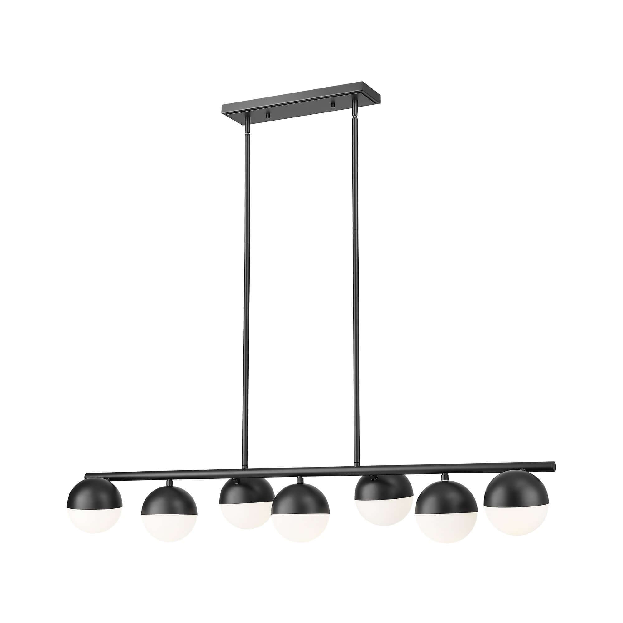 Realm Sphere 7 Light Linear Chandelier Matte Black