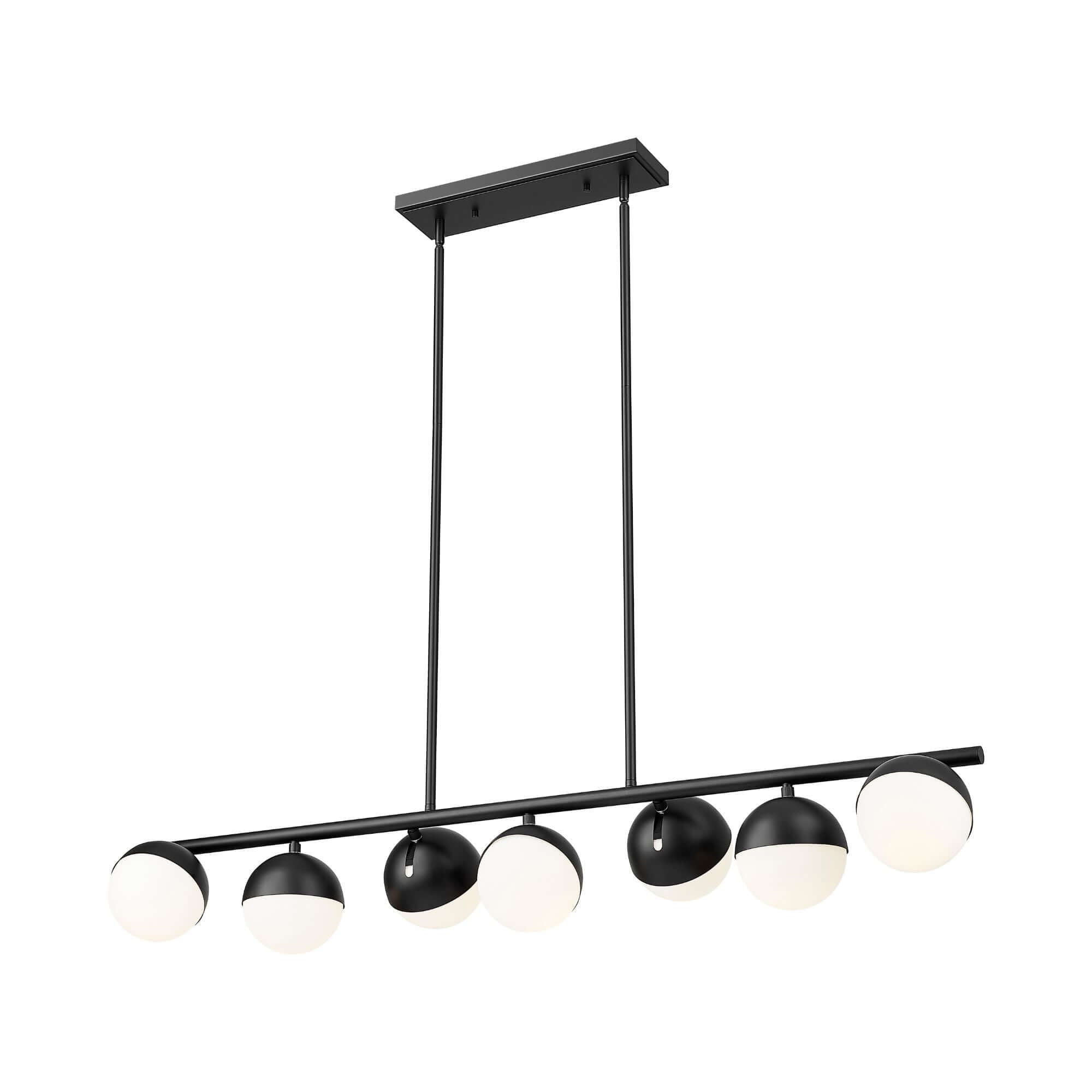 Realm Sphere 7 Light Linear Chandelier Matte Black