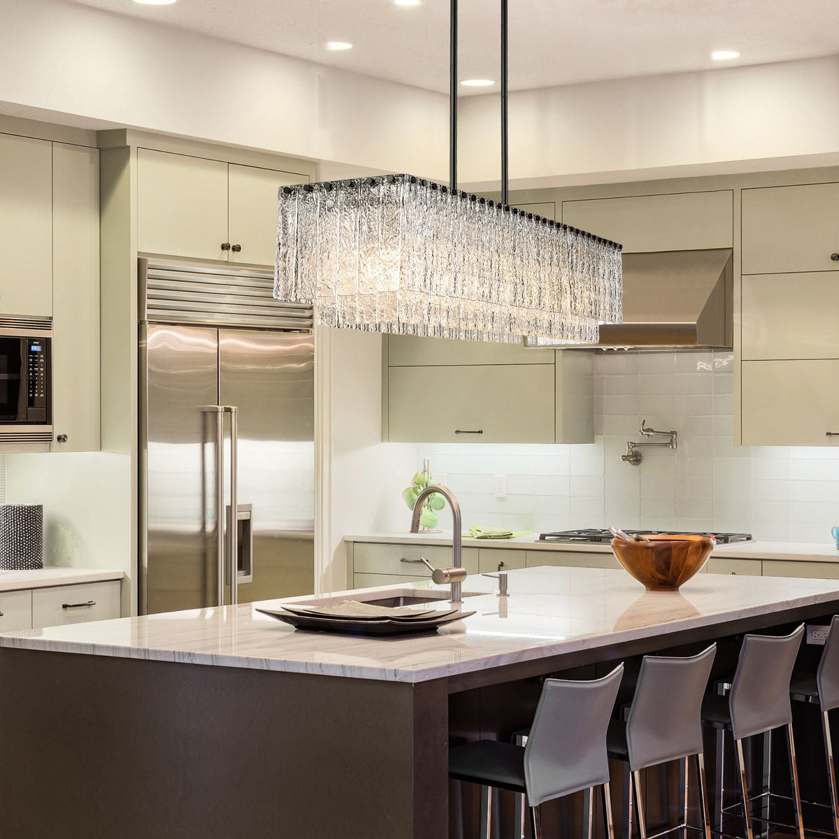 Glacier 7 Light Linear Chandelier Matte Black