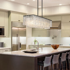 Glacier 7 Light Linear Chandelier Matte Black