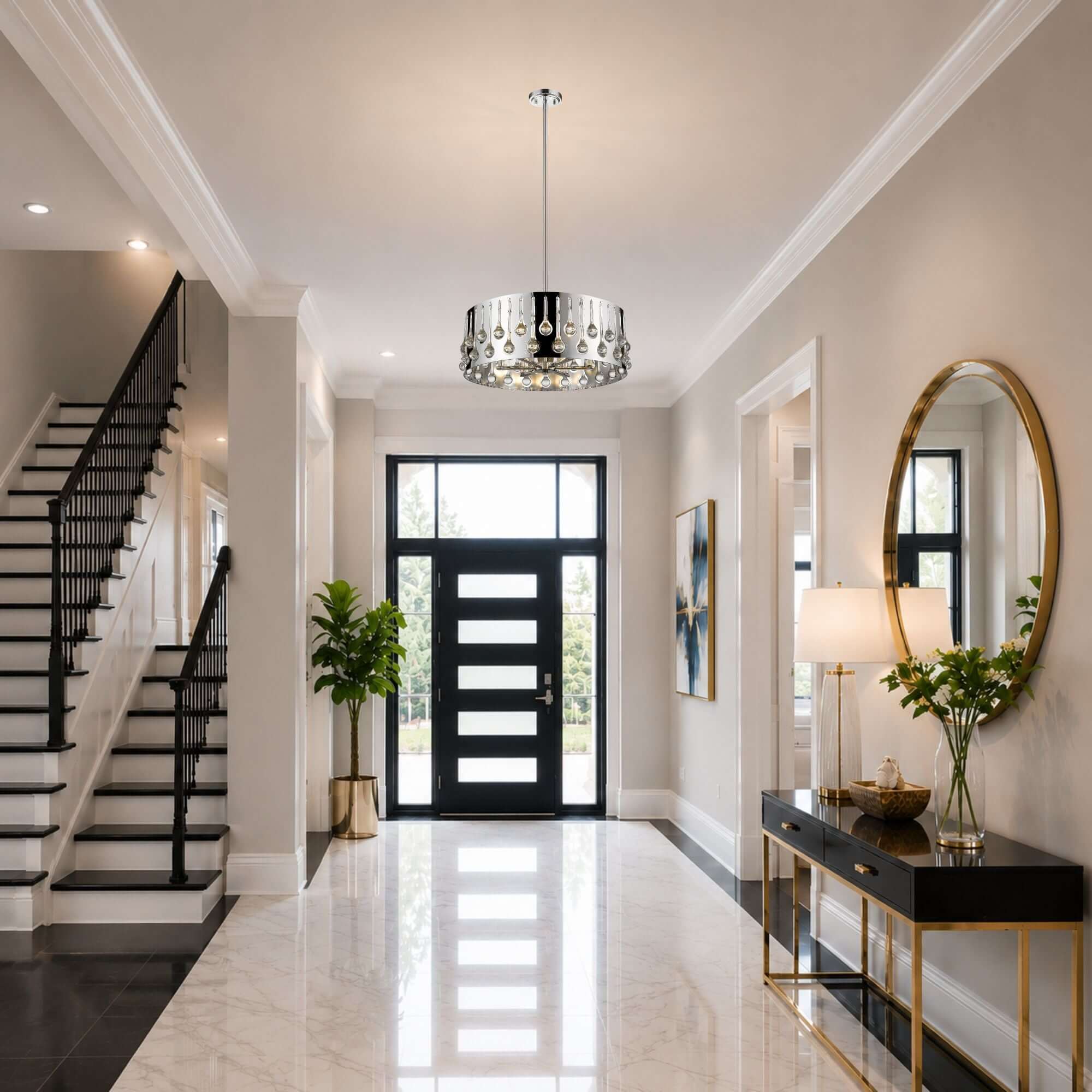 Oberon 6 Light Chandelier Chrome