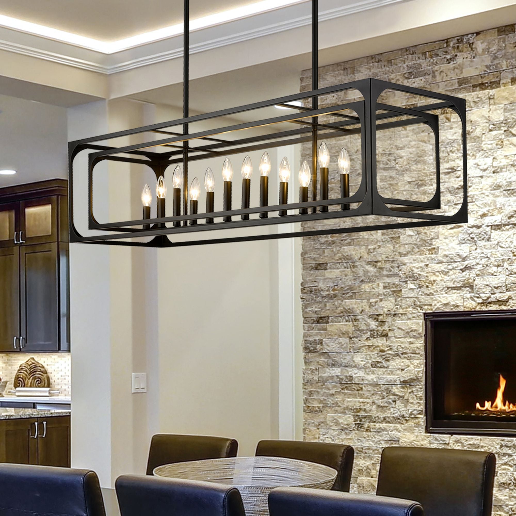 Easton 13 Light Linear Chandelier Matte Black