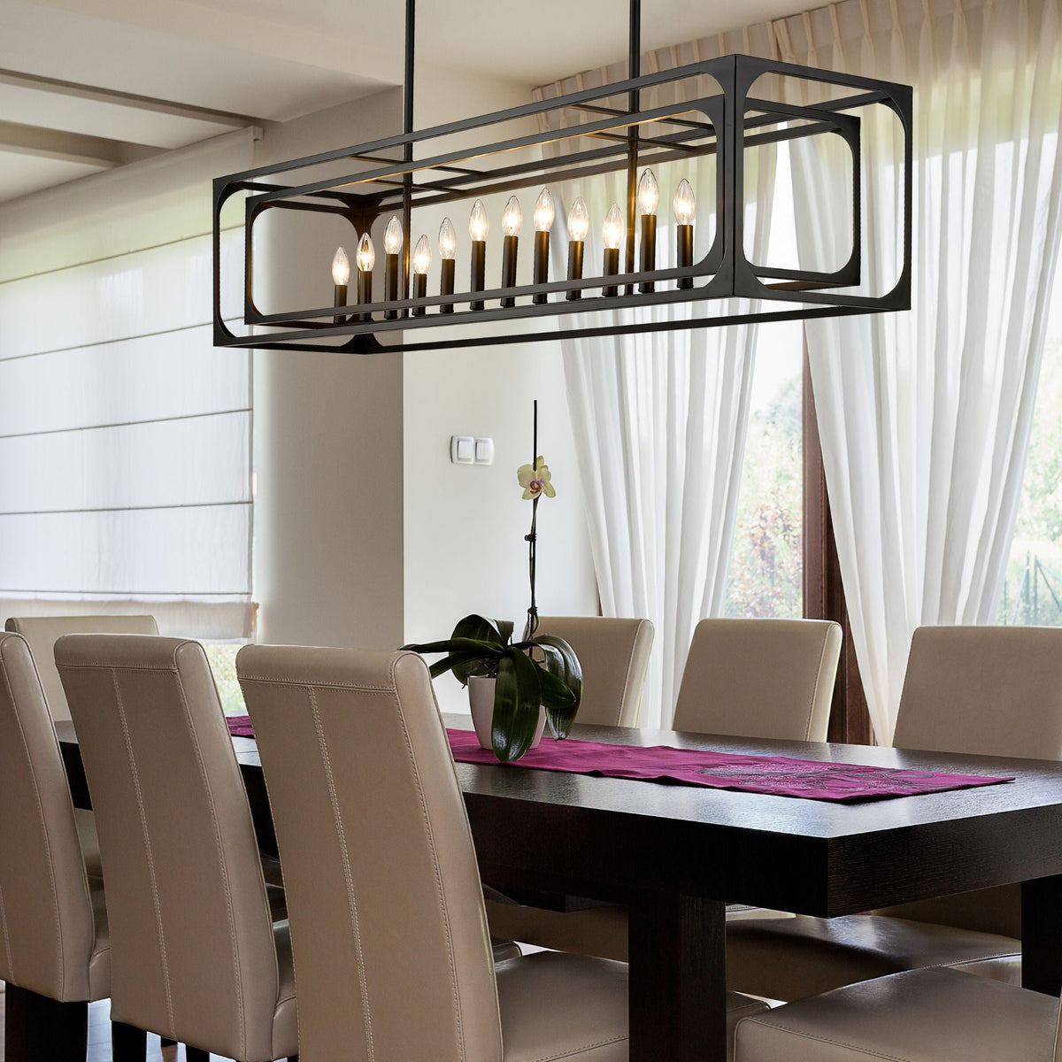Easton 13 Light Linear Chandelier Matte Black
