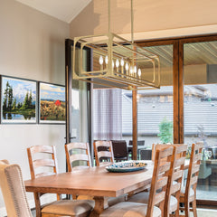 Easton 9 Light Linear Chandelier Rubbed Brass
