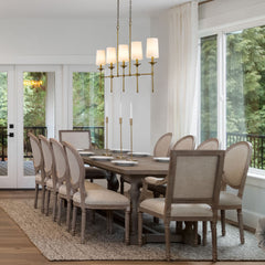 Emily 5 Light Linear Chandelier Rubbed Brass