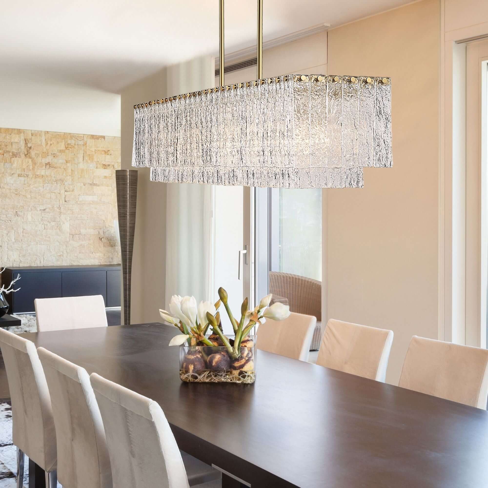 Glacier 7 Light Linear Chandelier Modern Gold