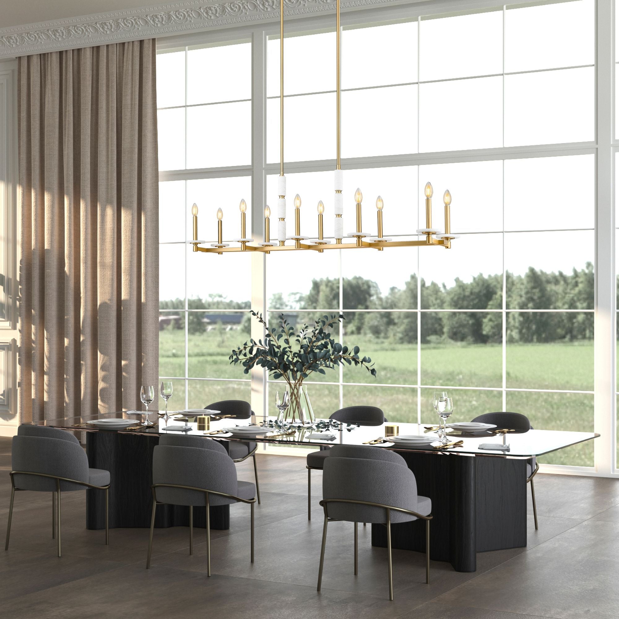 Kaden 10 Light Linear Chandelier Modern Gold