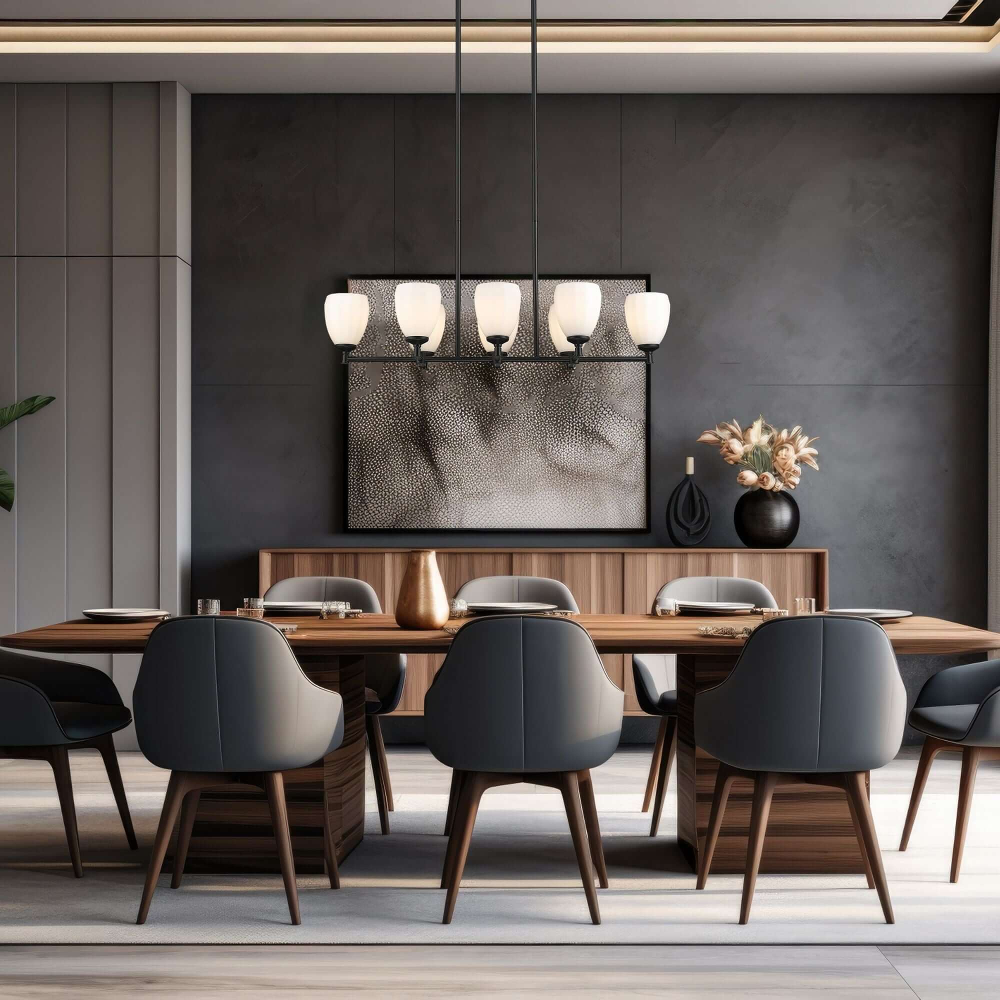 Oren 8 Light Linear Chandelier Matte Black