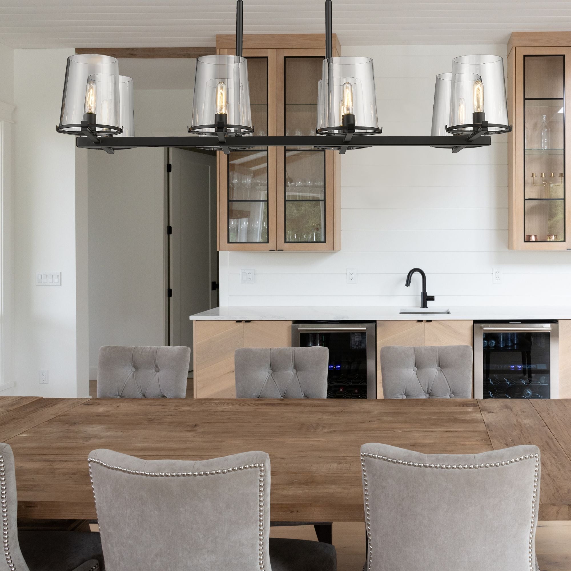 Callista 8 Light Linear Chandelier Matte Black