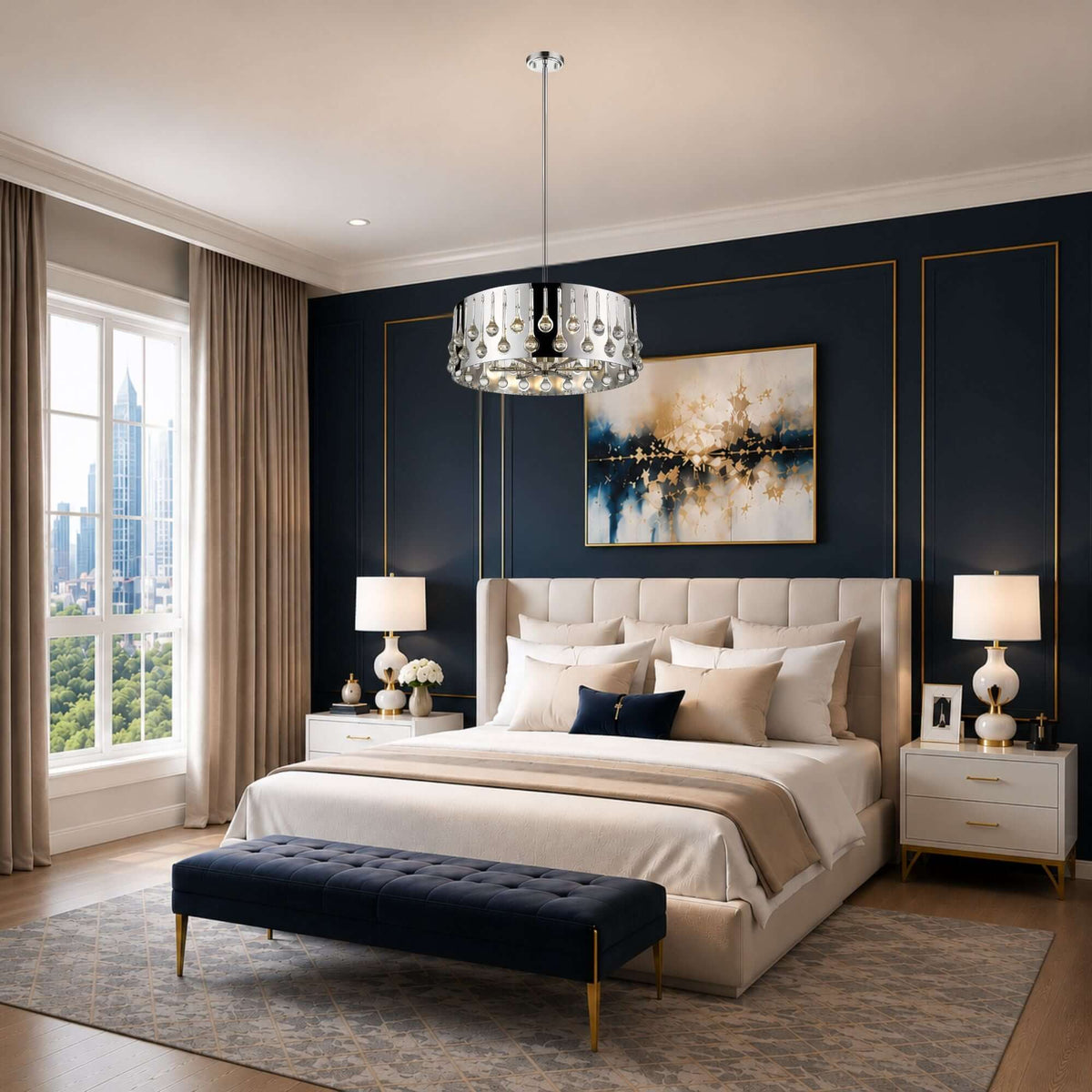 Oberon 6 Light Chandelier Chrome