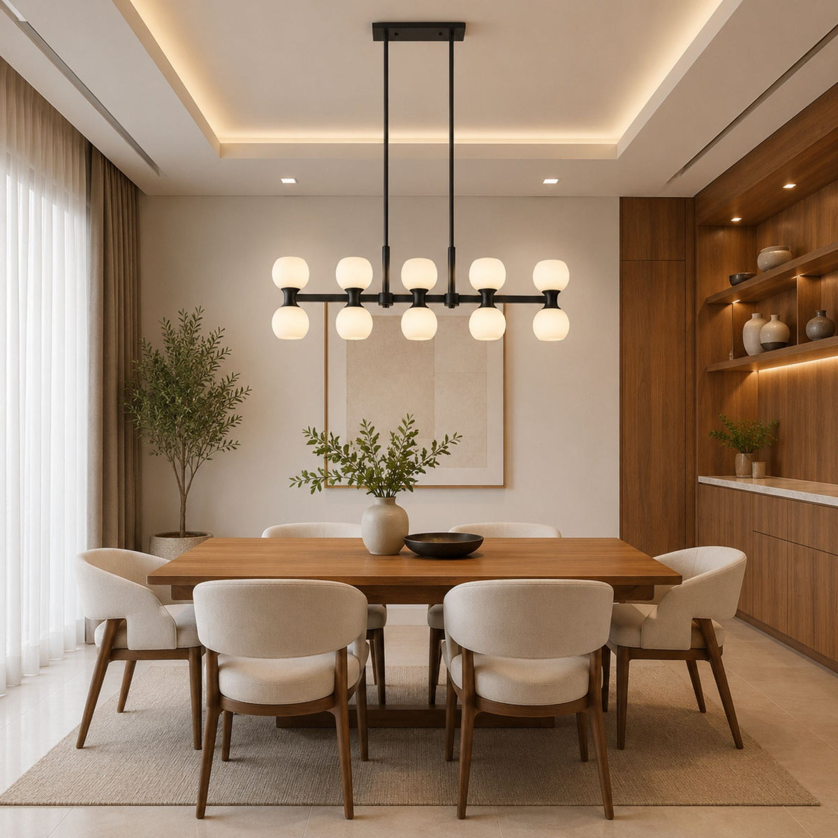 Artemis 10 Light Linear Chandelier Matte Black