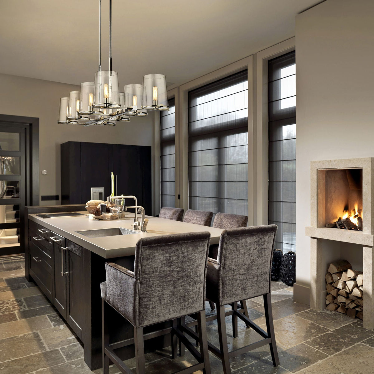 Callista 8 Light Linear Chandelier Polished Nickel