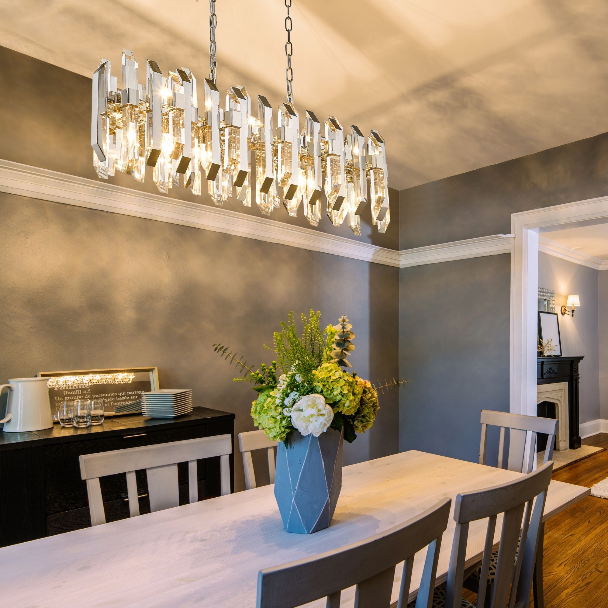Bova 11 Light Linear Chandelier Polished Nickel