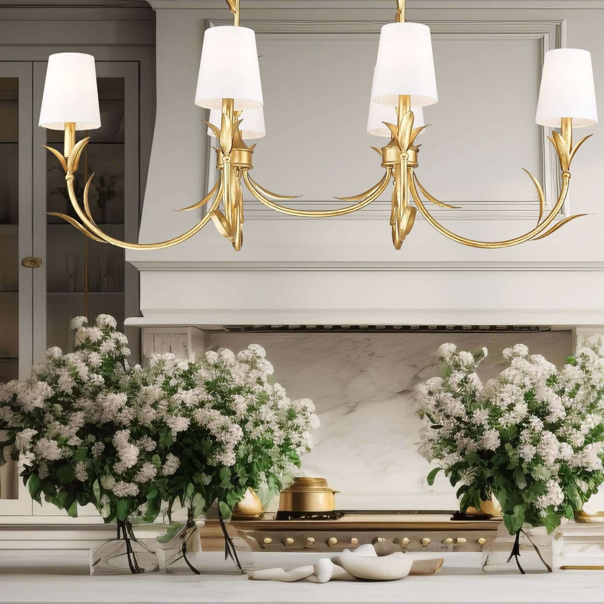 Aslin 6 Light Linear Chandelier Gold Leaf