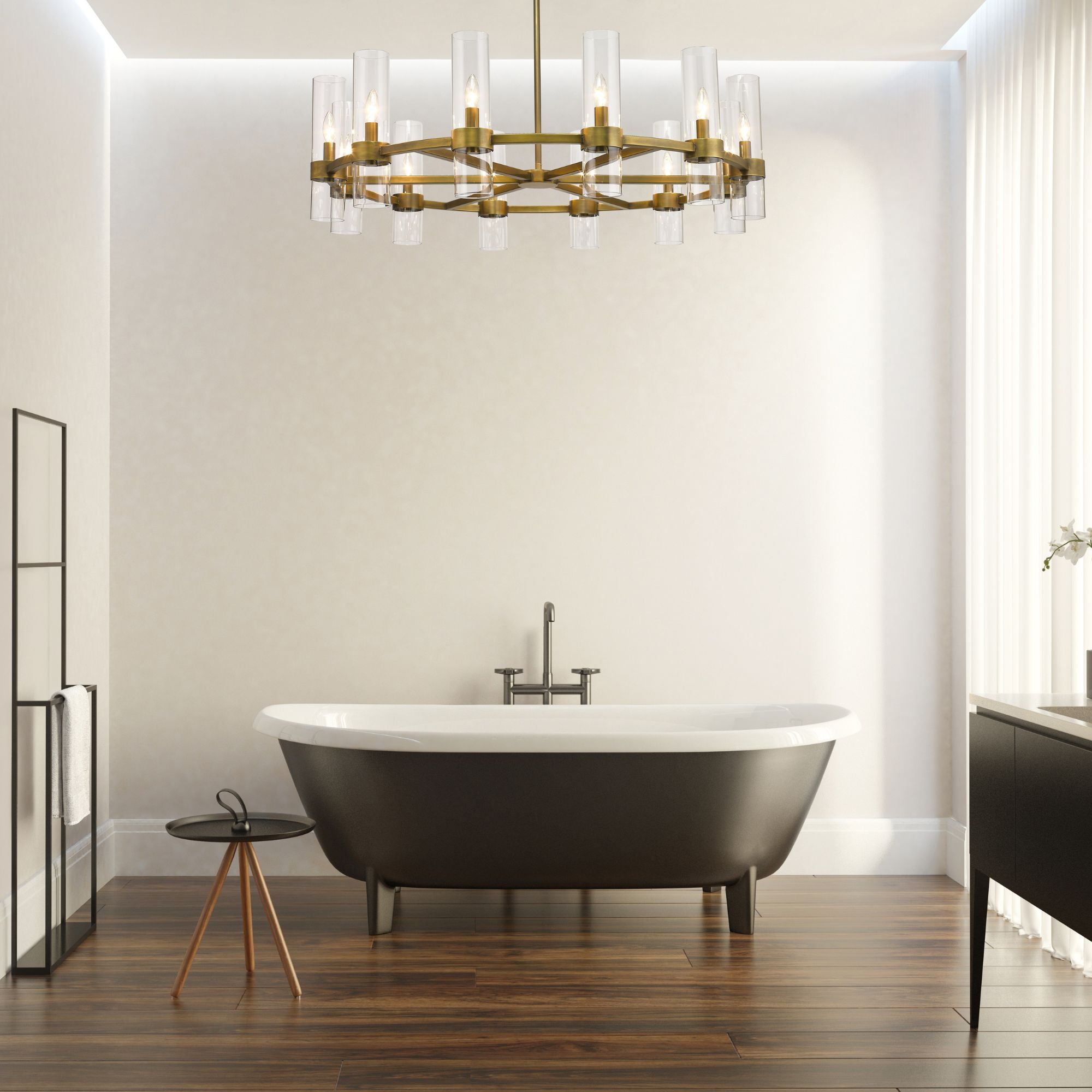 Datus 12 Light Chandelier Rubbed Brass