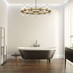 Datus 12 Light Chandelier Rubbed Brass
