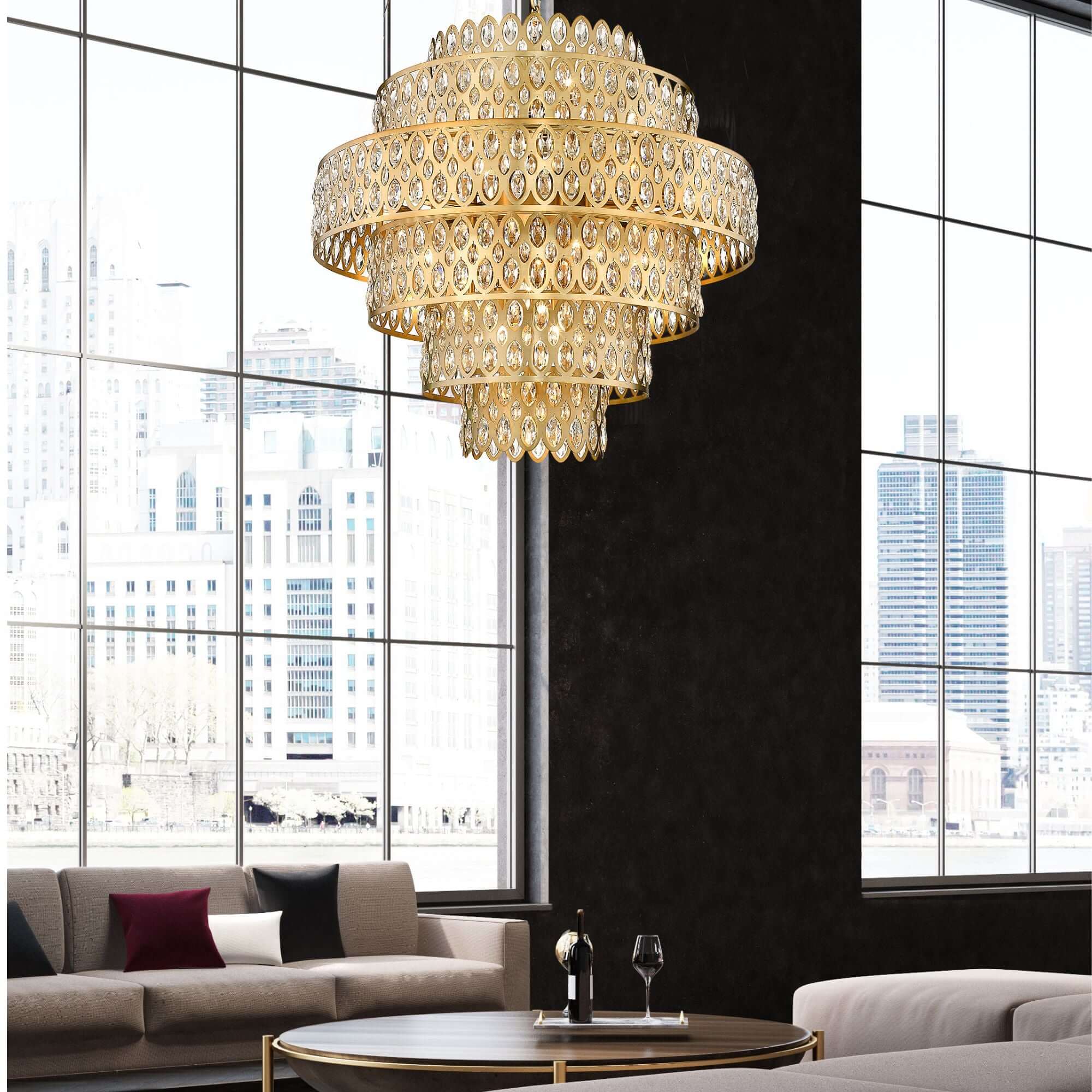 Dealey 17 Light Chandelier Heirloom Brass