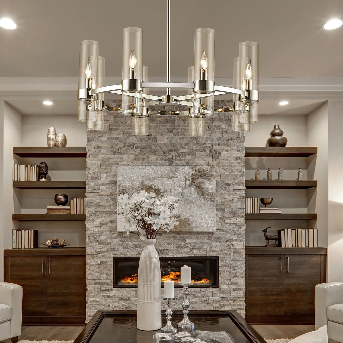Datus 8 Light Chandelier Polished Nickel