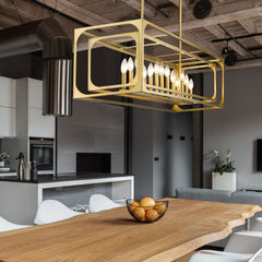 Easton 13 Light Linear Chandelier Rubbed Brass