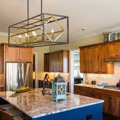 Euclid 8 Light Linear Chandelier Olde Brass + Bronze