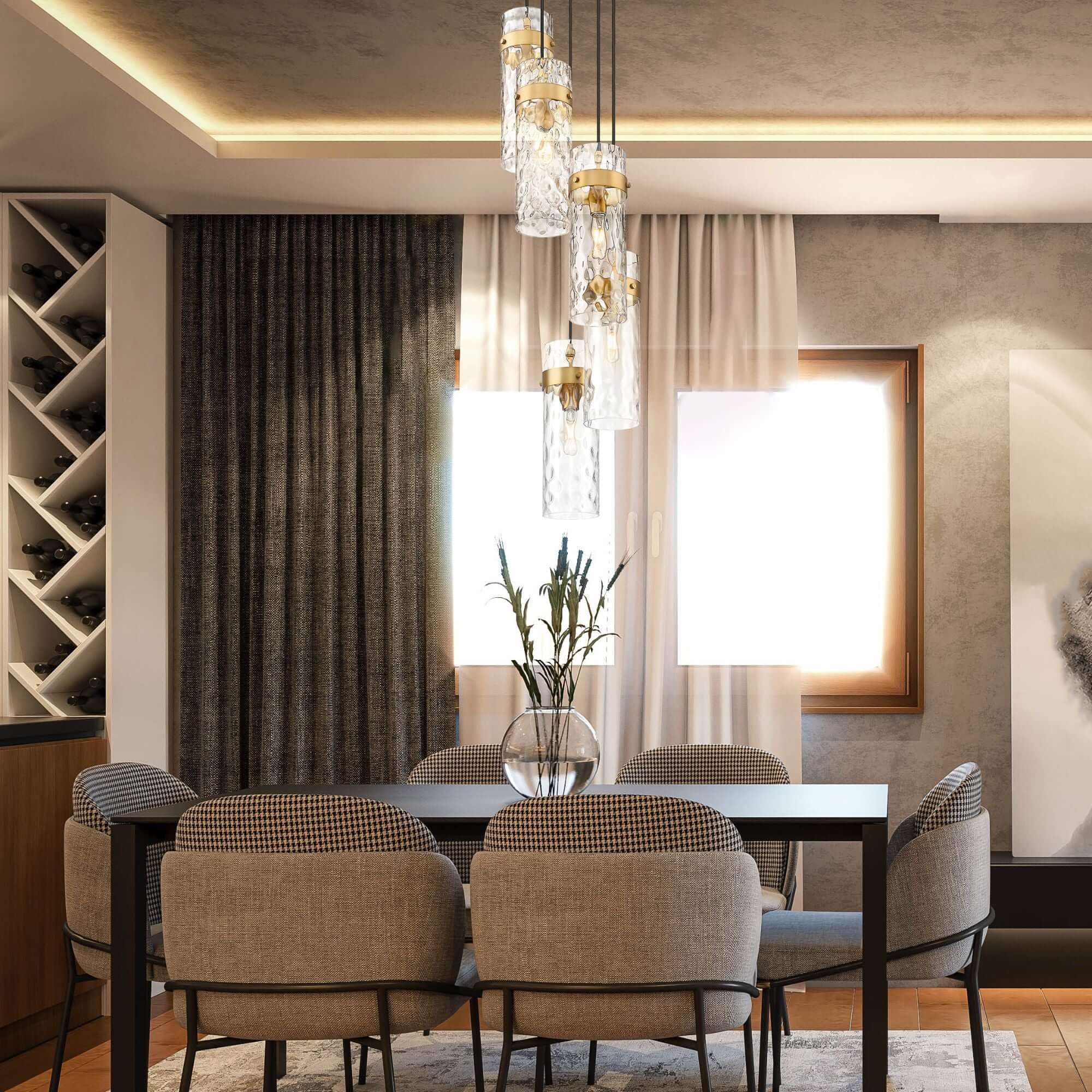 Fontaine 5 Light Chandelier Rubbed Brass