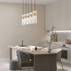 Fontaine 5 Light Linear Chandelier Rubbed Brass