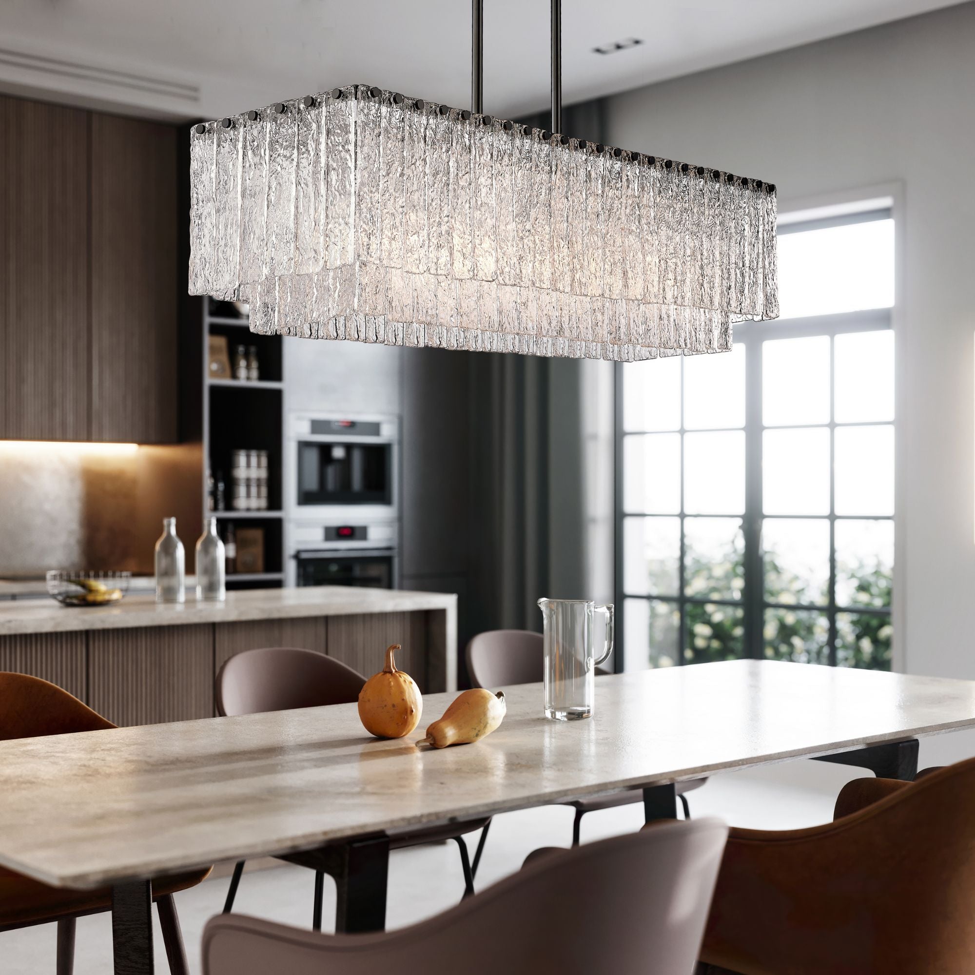 Glacier 5 Light Linear Chandelier Matte Black