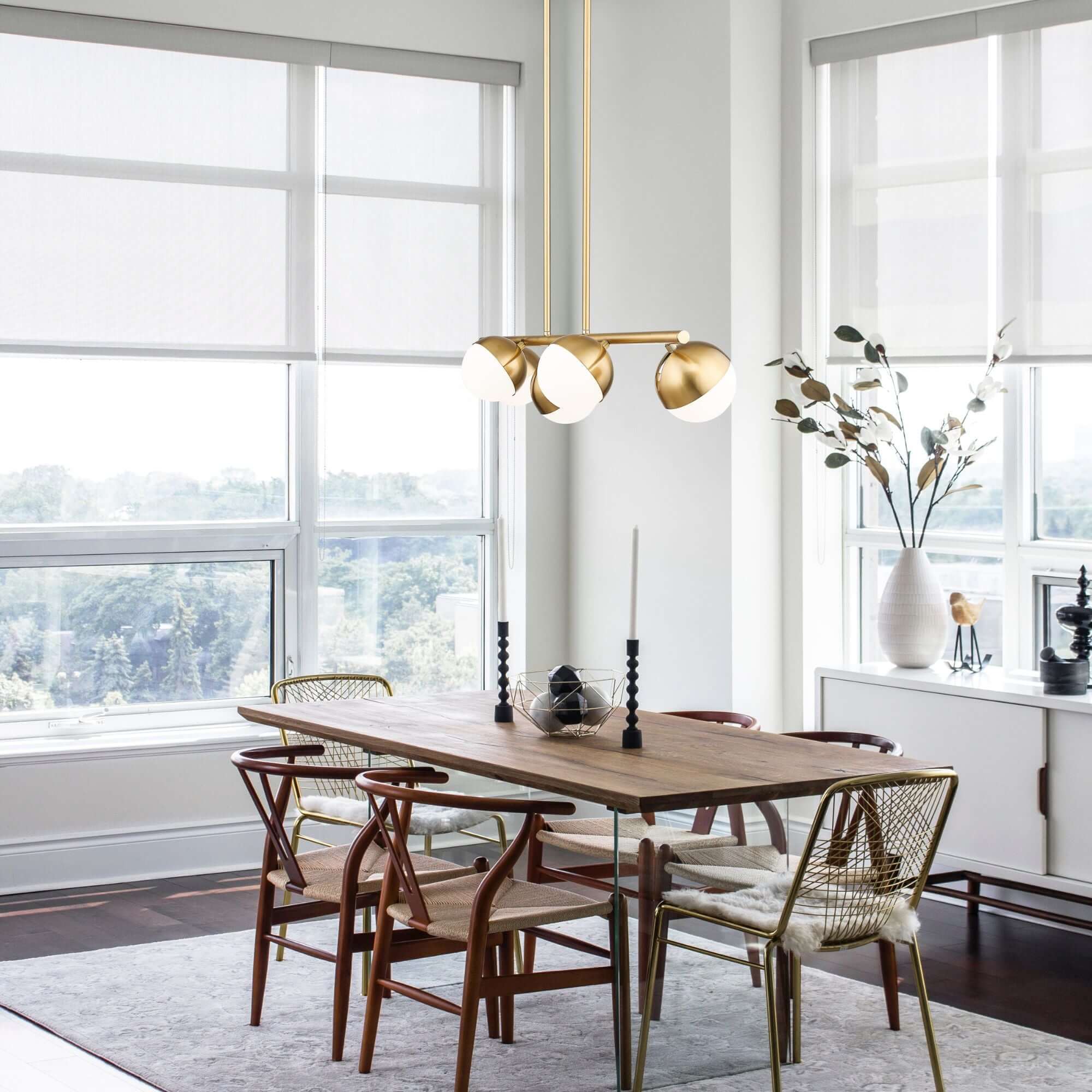 Realm Sphere 5 Light Linear Chandelier Modern Gold
