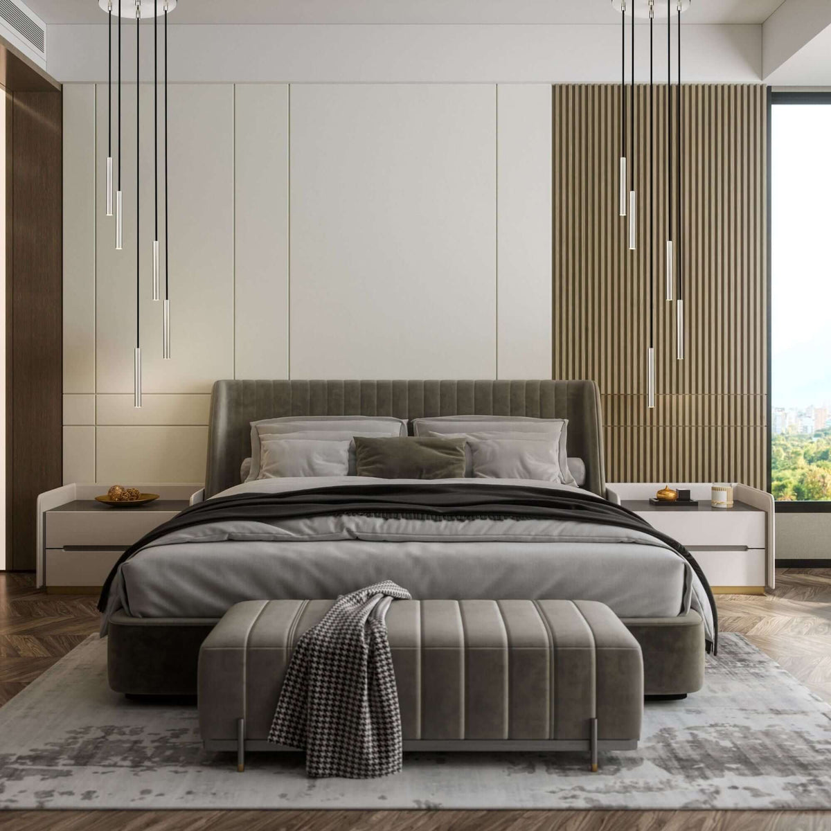 Forest LED 5 Light Chandelier Brushed Nickel