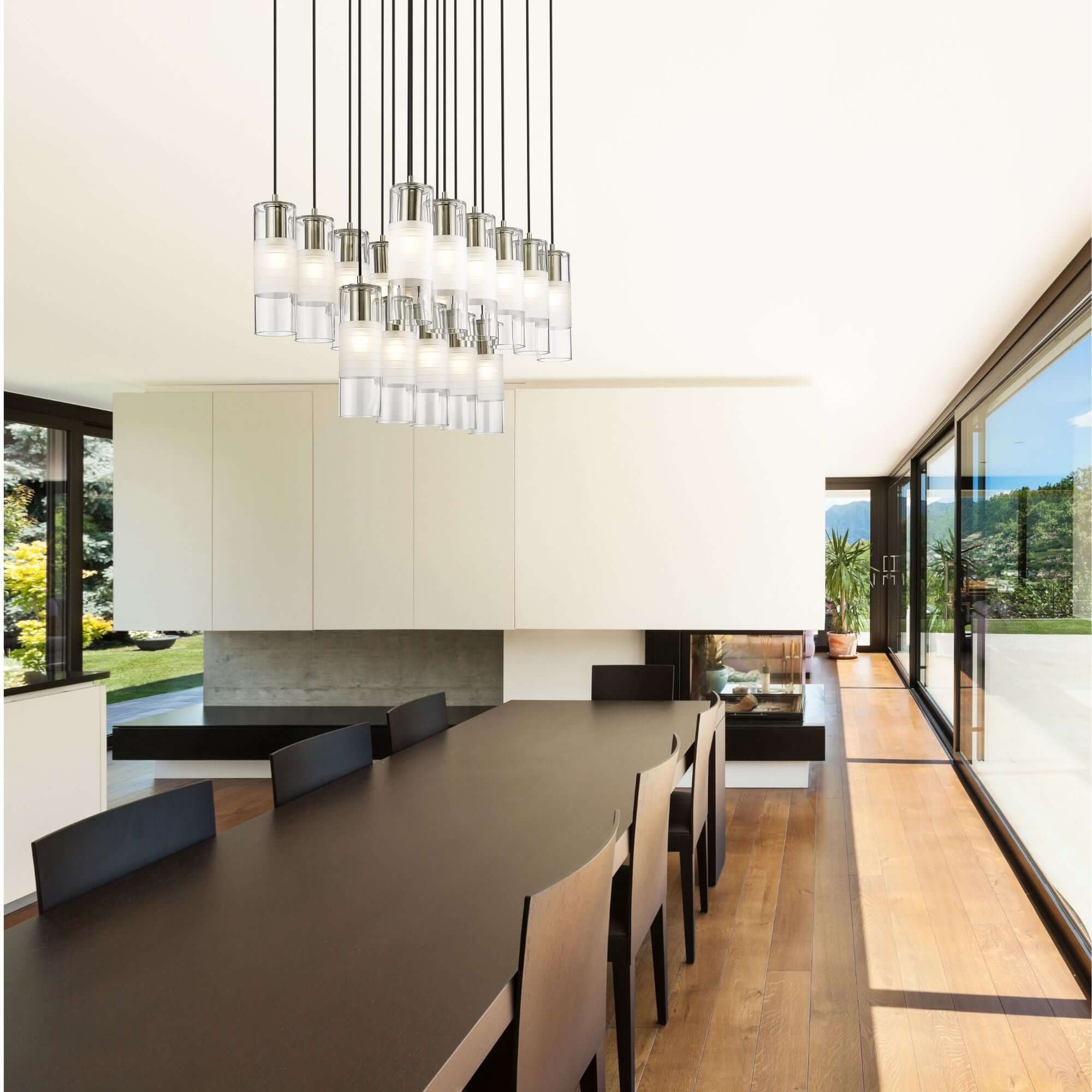 Alton 17 Light Linear Chandelier Brushed Nickel
