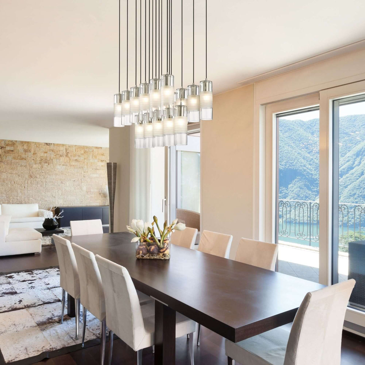 Alton 17 Light Linear Chandelier Brushed Nickel