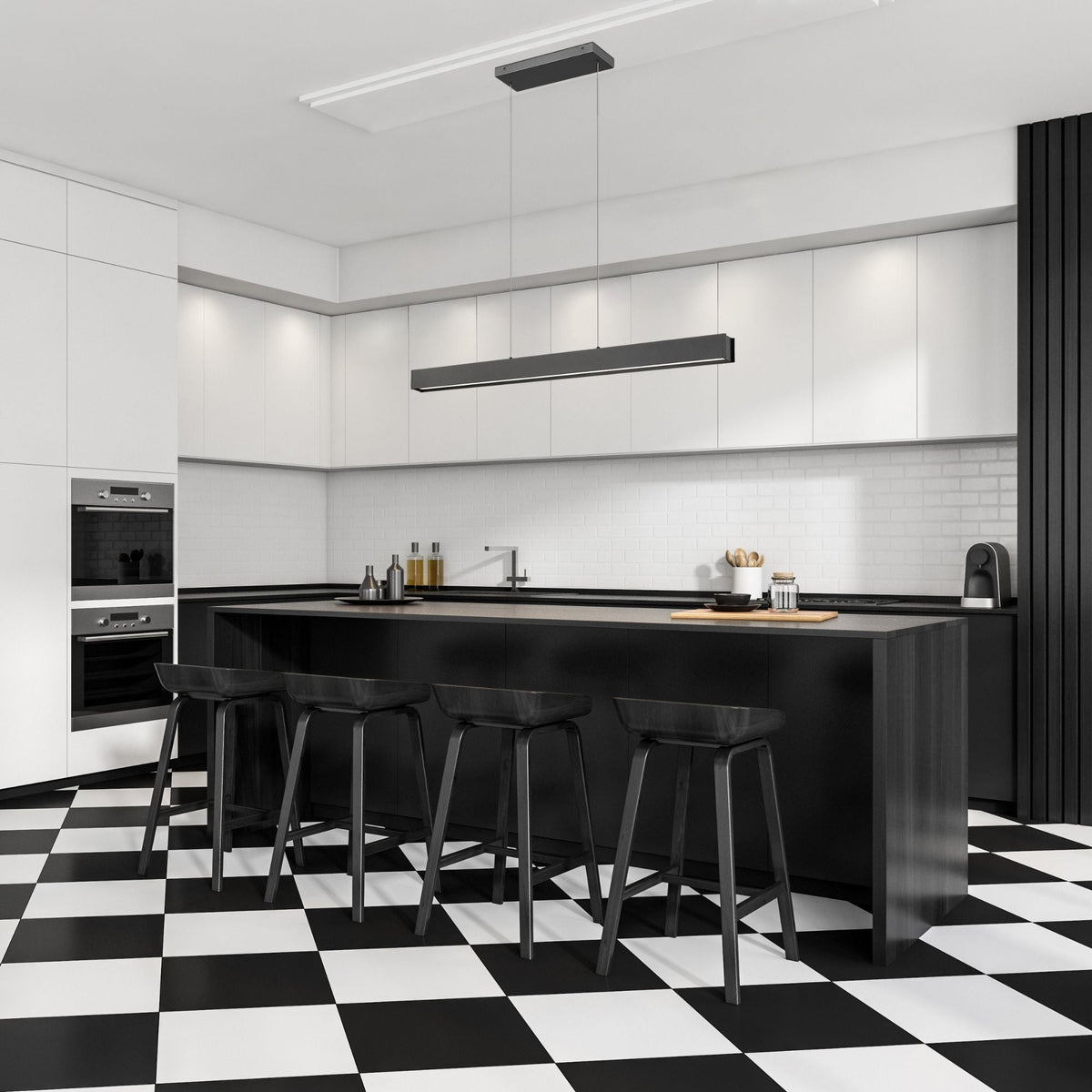 Hudson LED 1 Light Linear Chandelier Matte Black