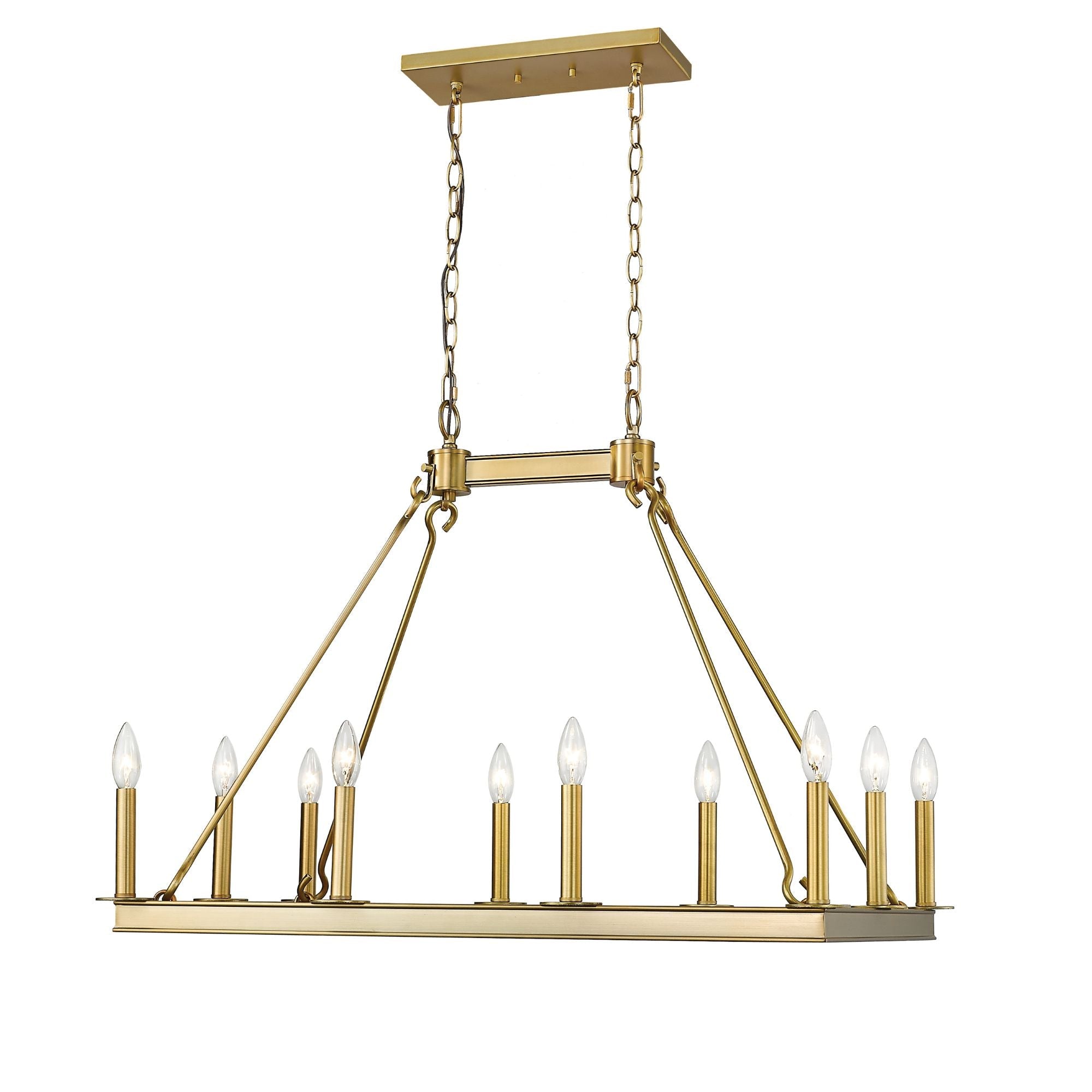 Barclay 10 Light Linear Chandelier Olde Brass